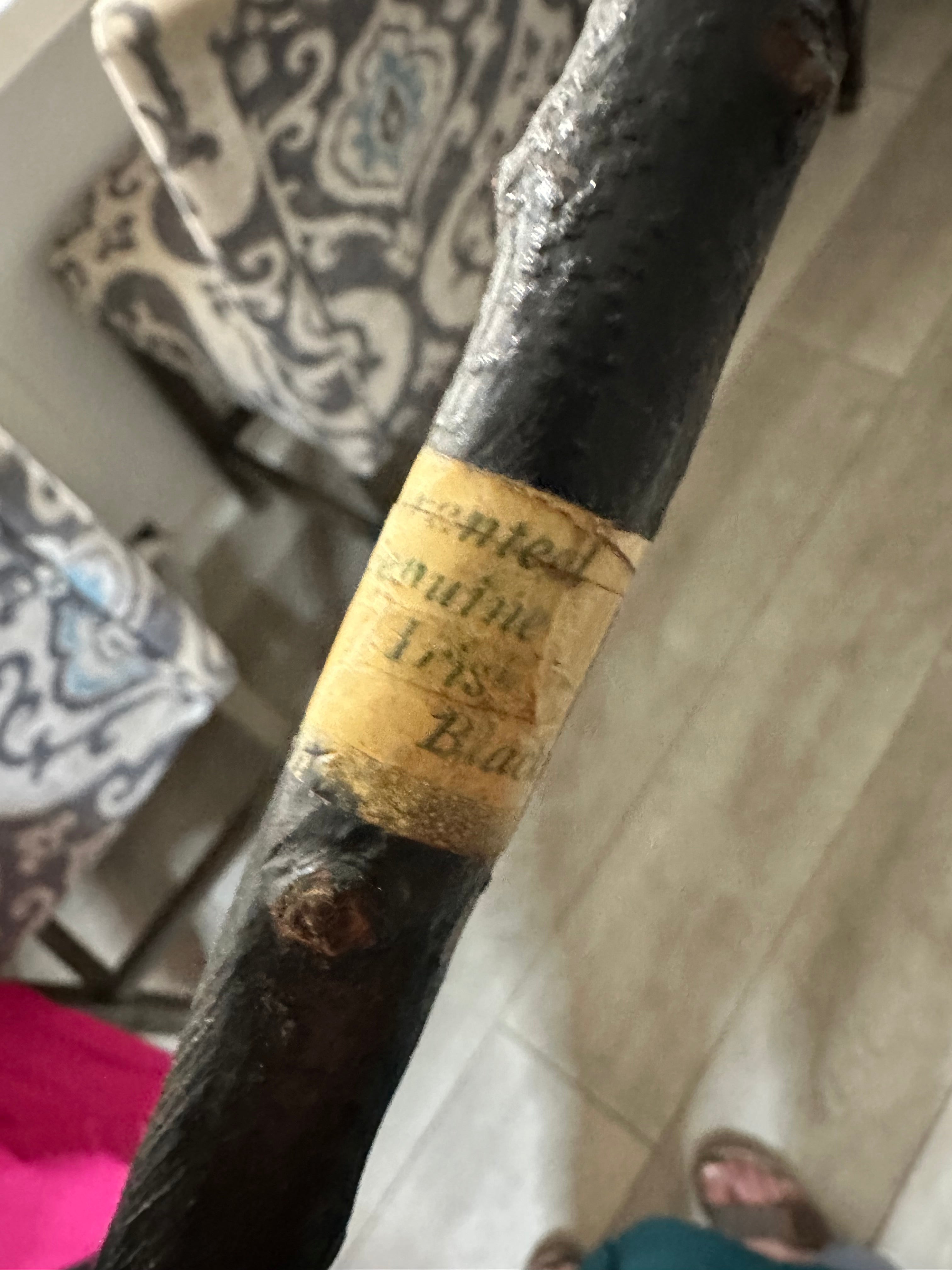 Antique 37" Irish Blackthorn Walking Stick! Gorgeous! Late 1800s - Early 1900s - Rare w/Tag!