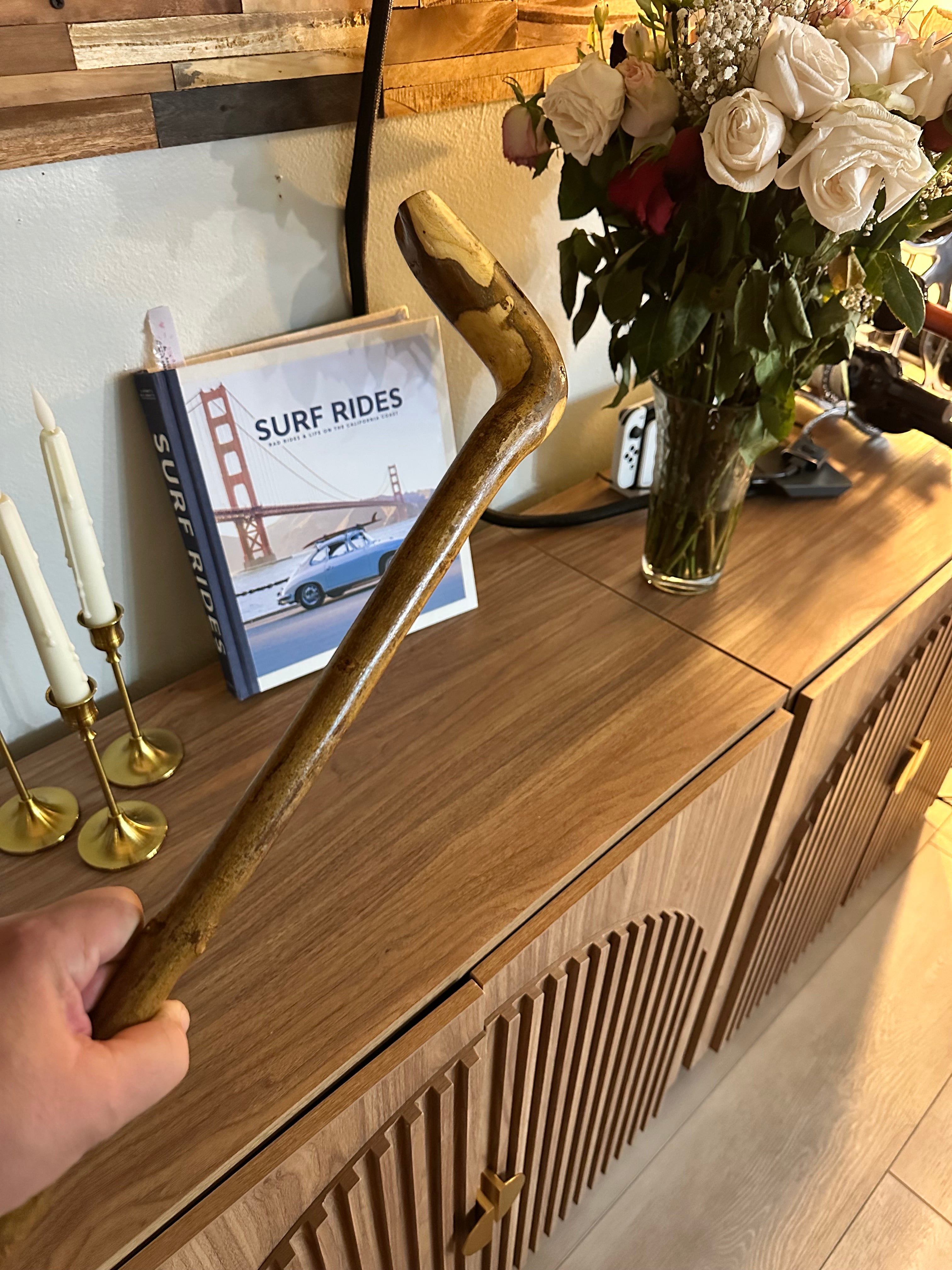 Antique Irish Hazel Crook Handle Walking Stick! Early to Mid 1900s. Beautiful Color & Vintage Character! 36.5"
