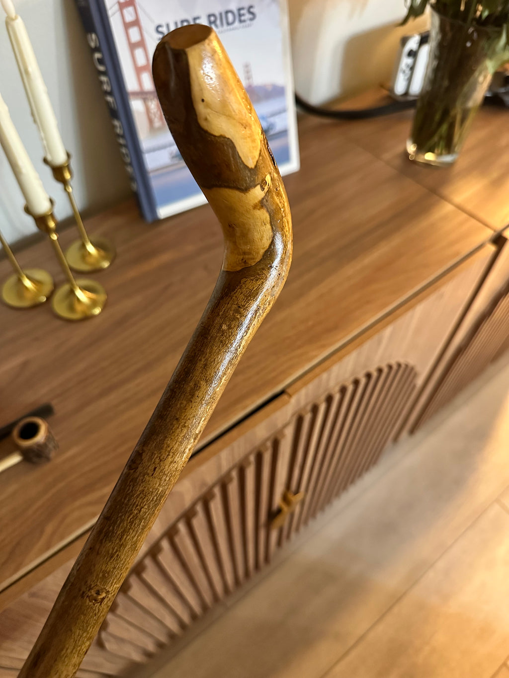 Antique Irish Hazel Crook Handle Walking Stick! Early to Mid 1900s. Beautiful Color & Vintage Character! 36.5"