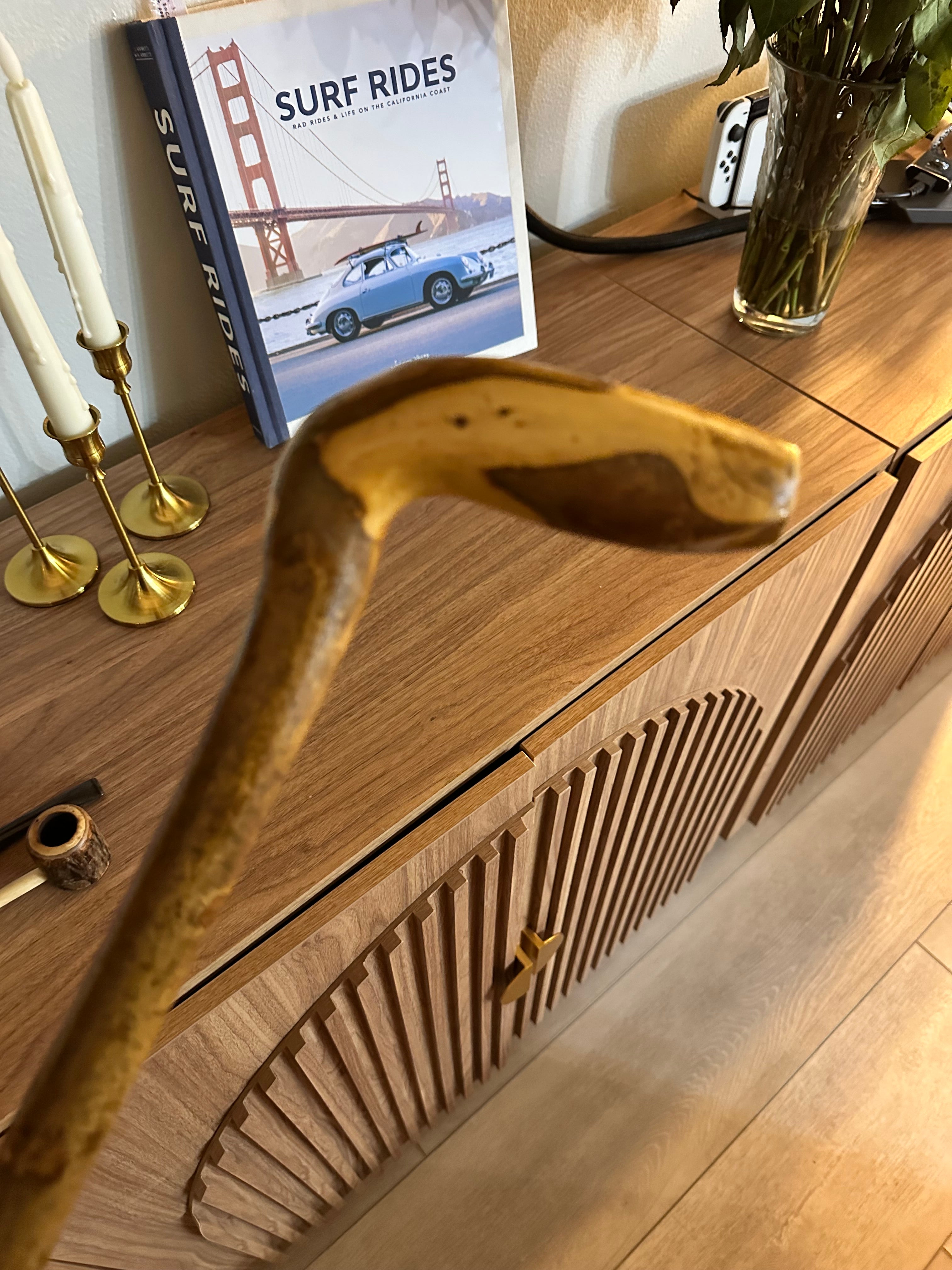 Antique Irish Hazel Crook Handle Walking Stick! Early to Mid 1900s. Beautiful Color & Vintage Character! 36.5"