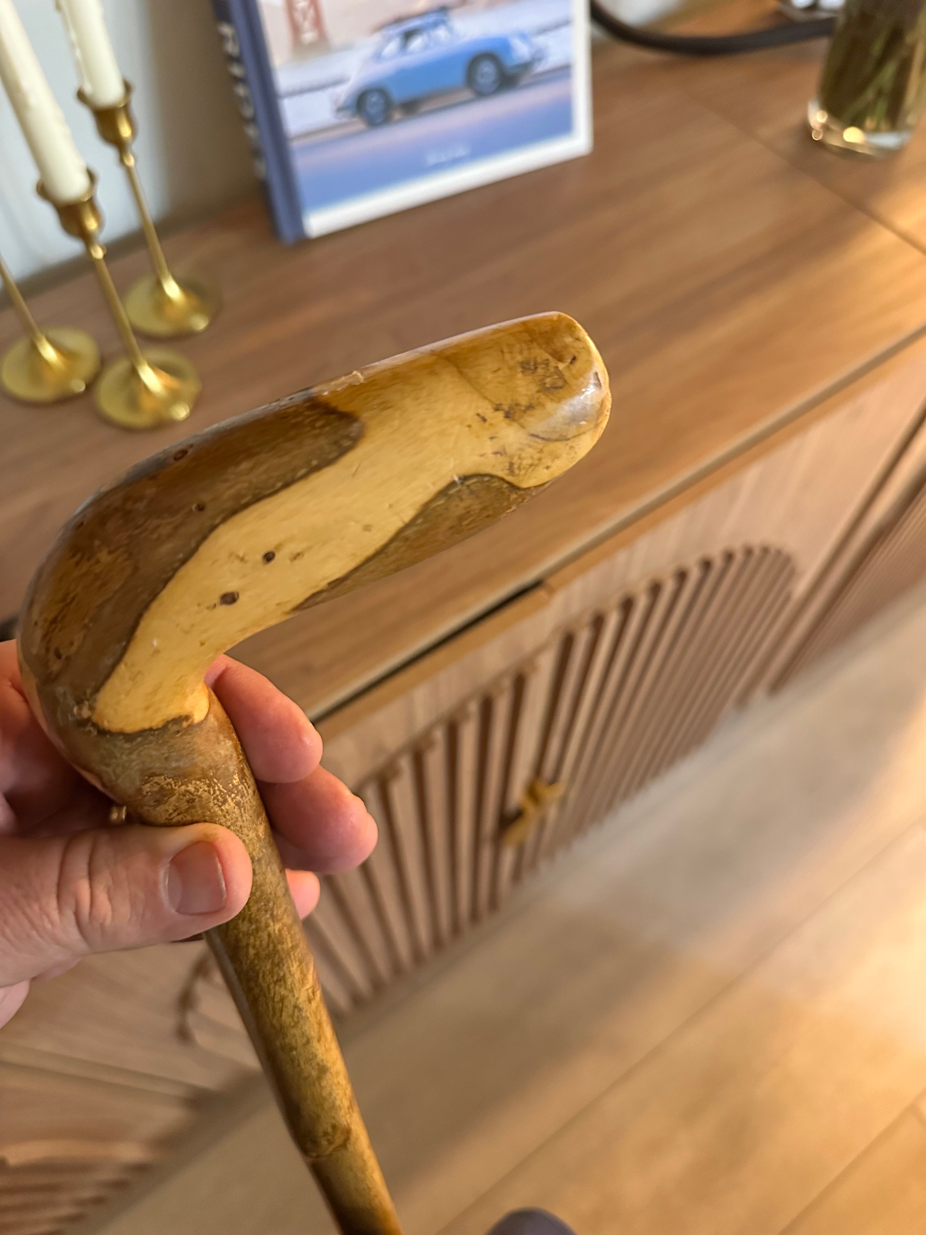 Antique Irish Hazel Crook Handle Walking Stick! Early to Mid 1900s. Beautiful Color & Vintage Character! 36.5"