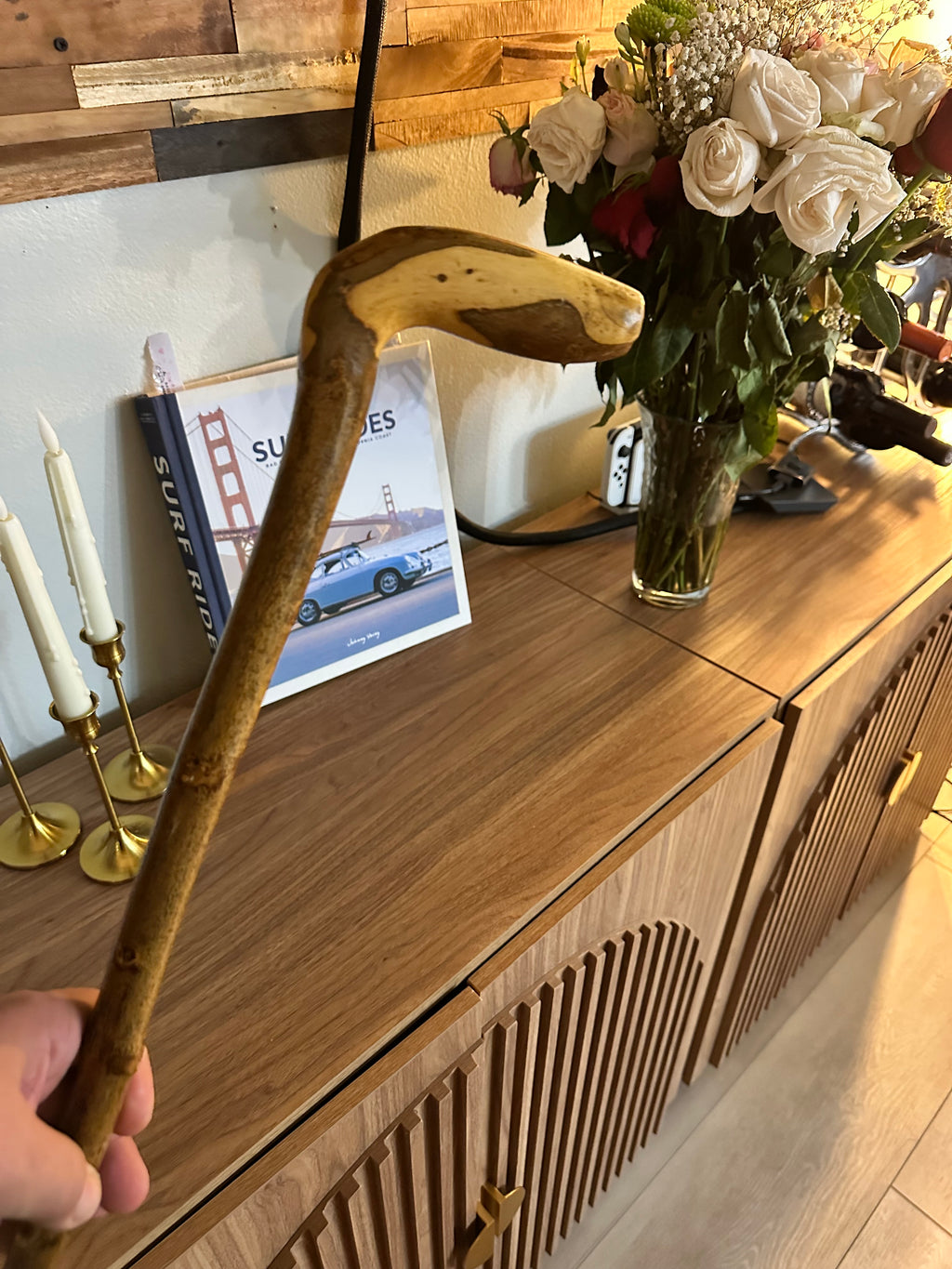 Antique Irish Hazel Crook Handle Walking Stick! Early to Mid 1900s. Beautiful Color & Vintage Character! 36.5"