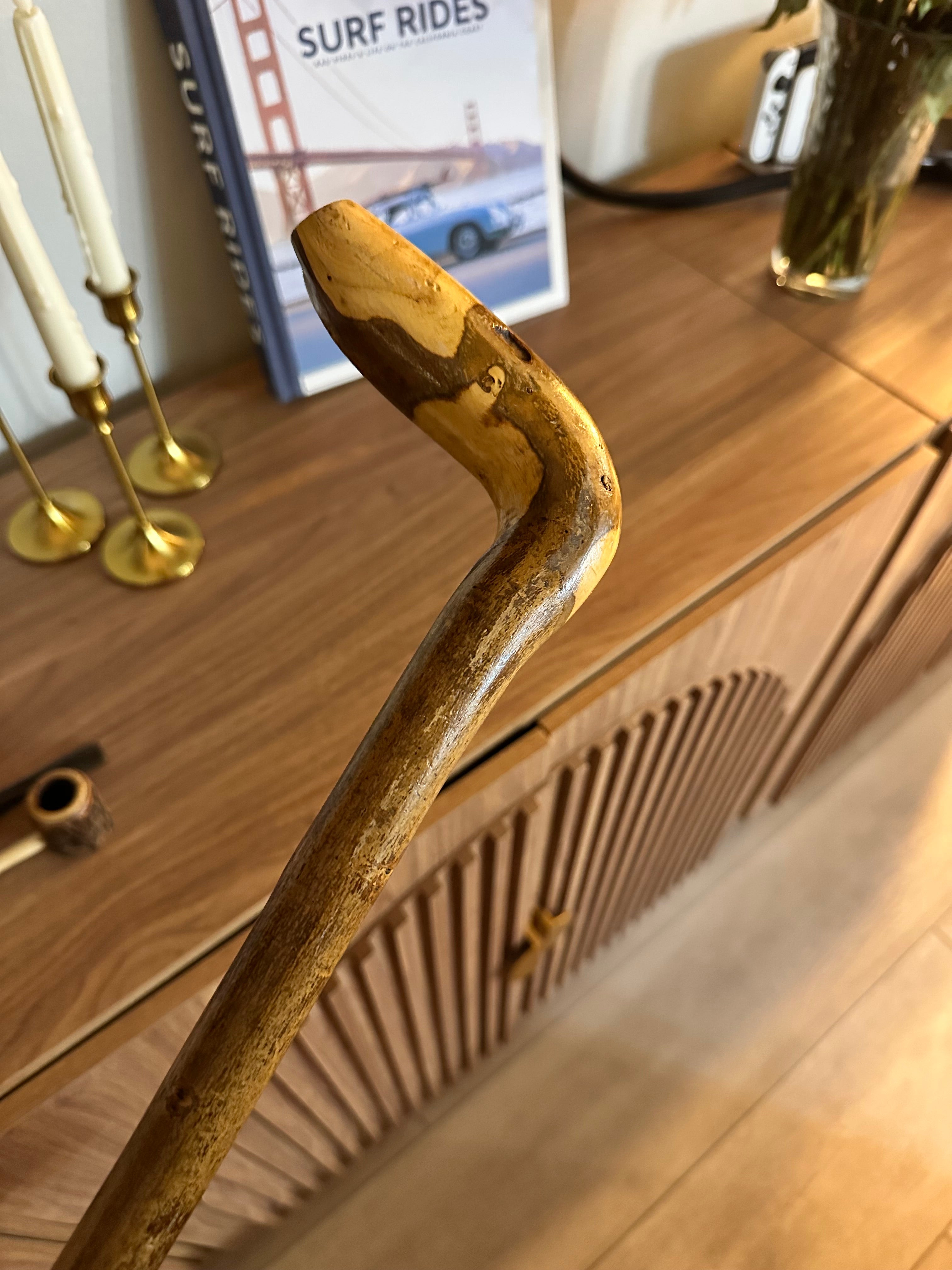 Antique Irish Hazel Crook Handle Walking Stick! Early to Mid 1900s. Beautiful Color & Vintage Character! 36.5"